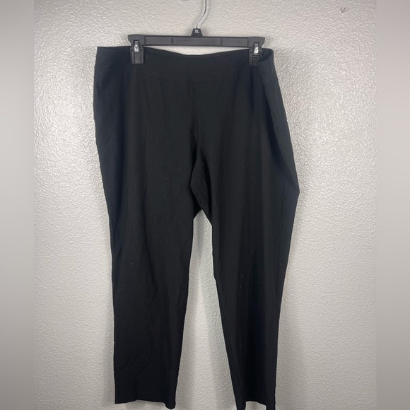 Eileen Fisher Washable Stretch Crape Pants Slim Fit Ankle Length Womens XL Black - Picture 2 of 9